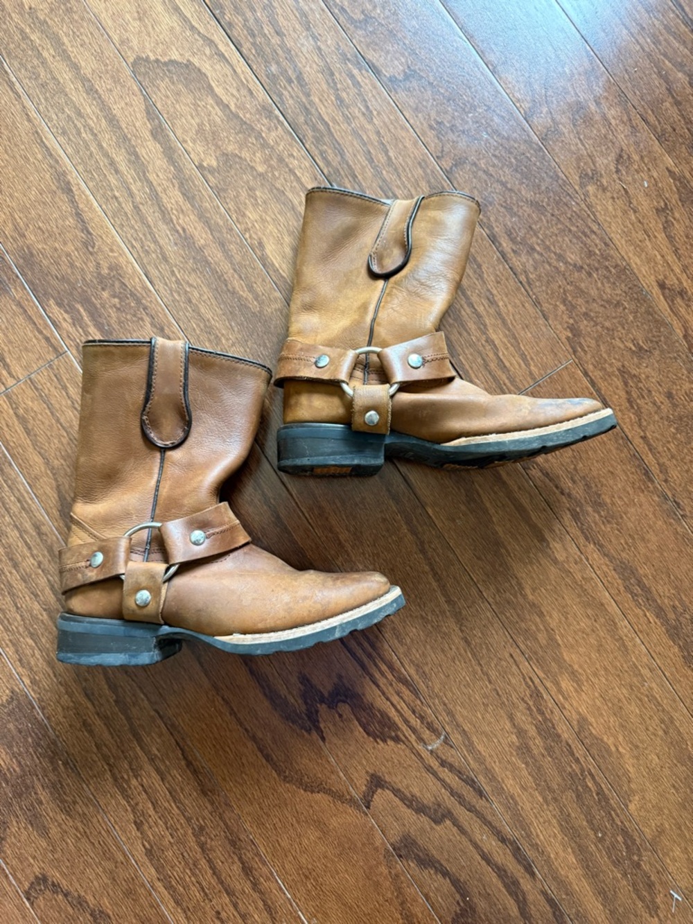 Kids Brown Leather Harness cowboy Boots leather upper mex size 20